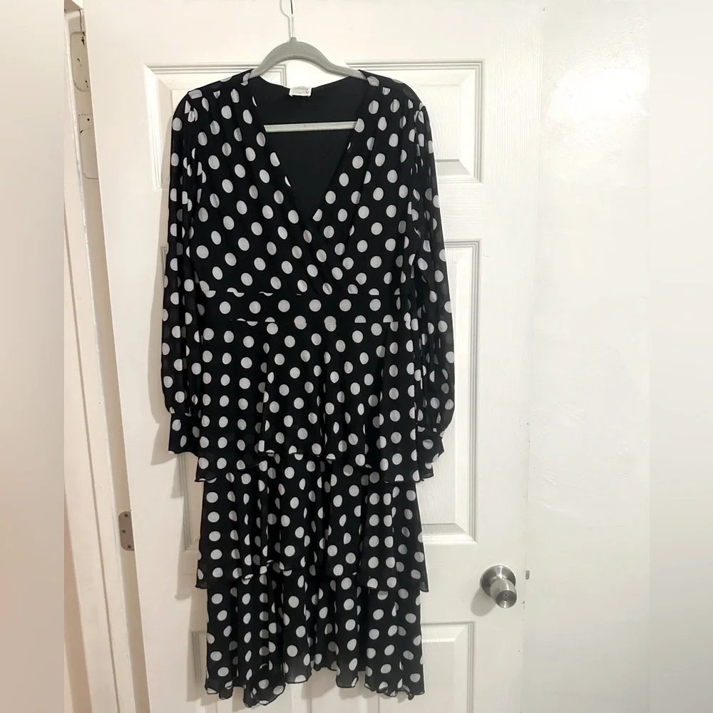 Polka Dot Mesh Tiered Dress - Picture 1 of 3